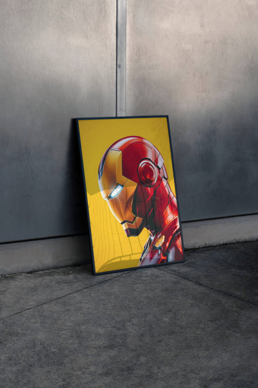 Iron Man Yellow Background Profile Portrait Art Print | Marvel Wall Poster