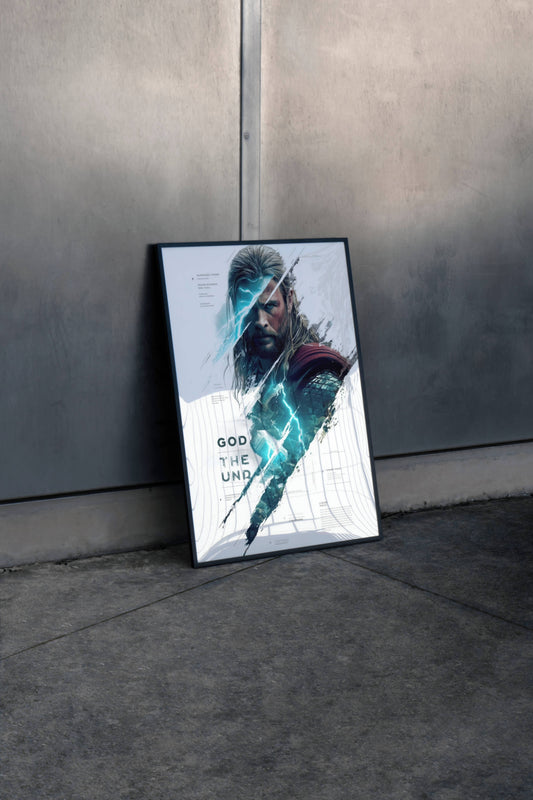 God of War Kratos Teal Brushstroke Art Print | Gaming Wall Poster