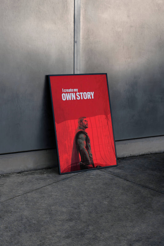 Courage Your Own Story Motivational Quote Art Print | Red Wall Poster