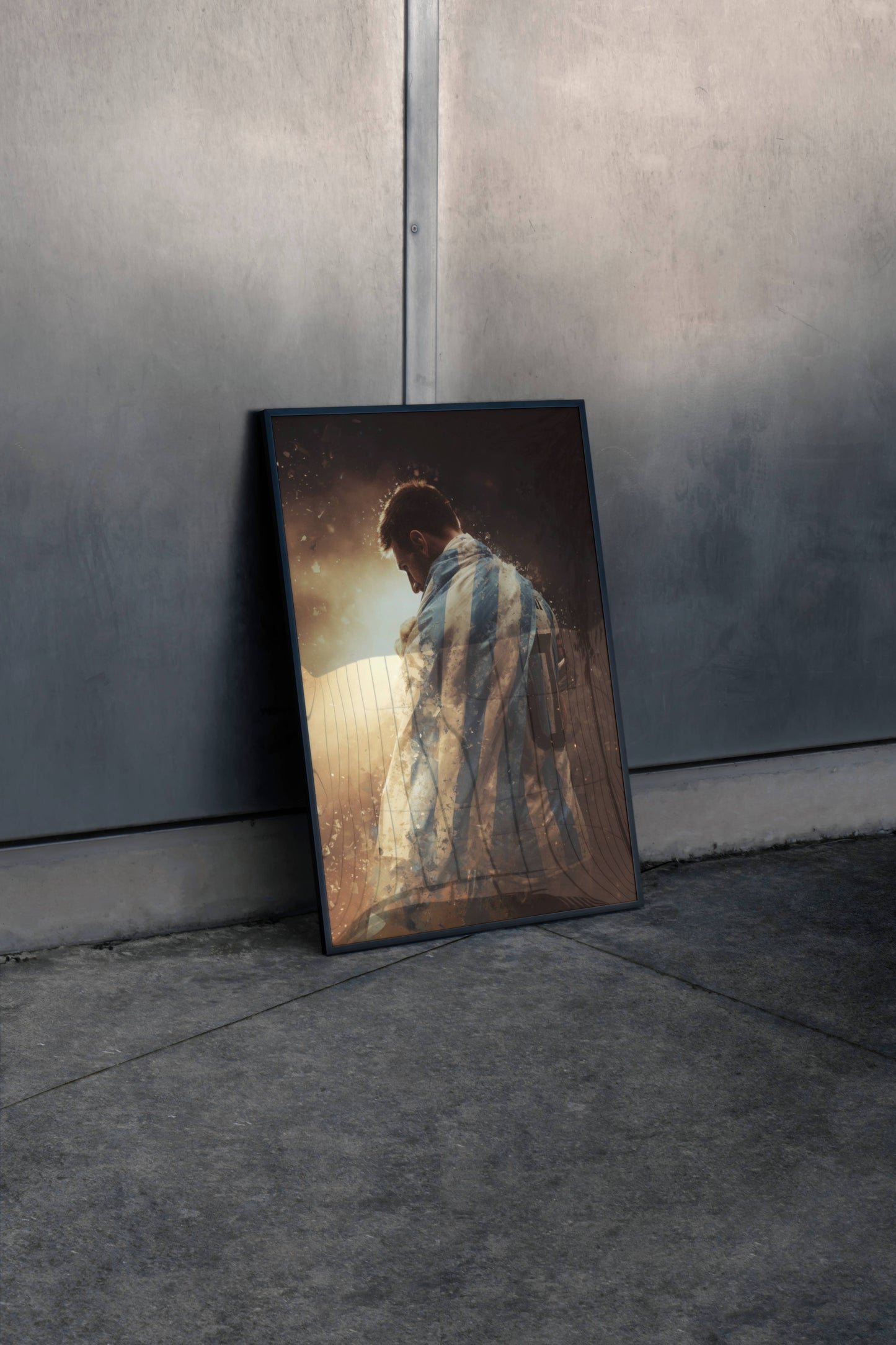 Messi Argentina Jersey Back View Cinematic Art Print | Football Wall Poster