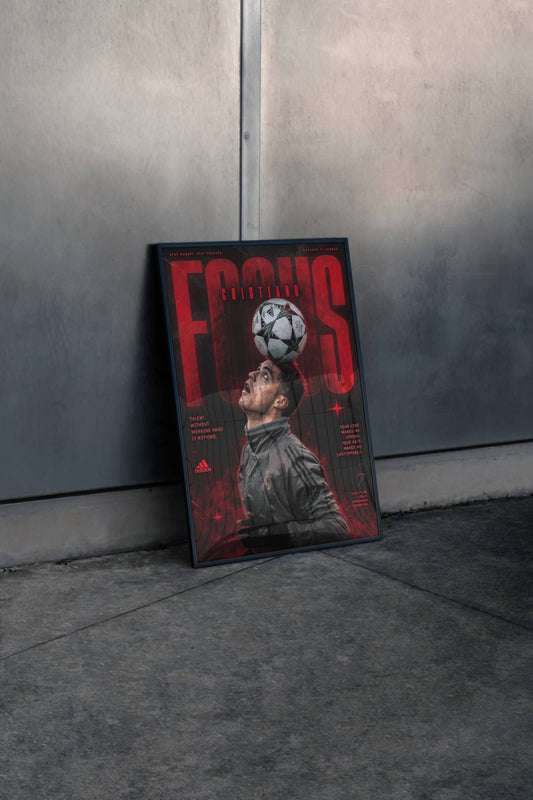 Ronaldo FOCUS Motivational Headball Art Print | CR7 Football Wall Poster