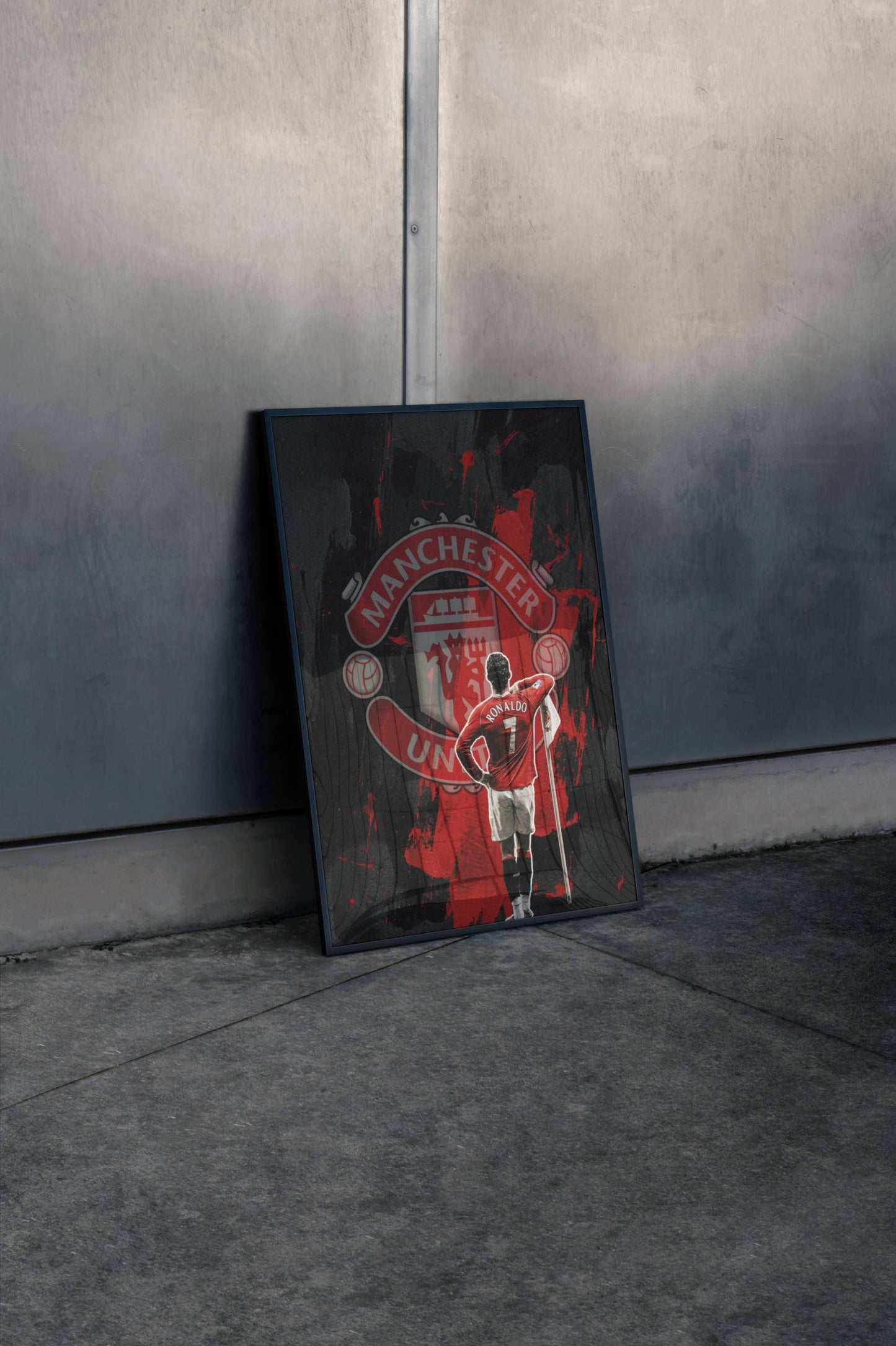 Ronaldo Manchester United Crest Back View Art Print | Football Wall Poster