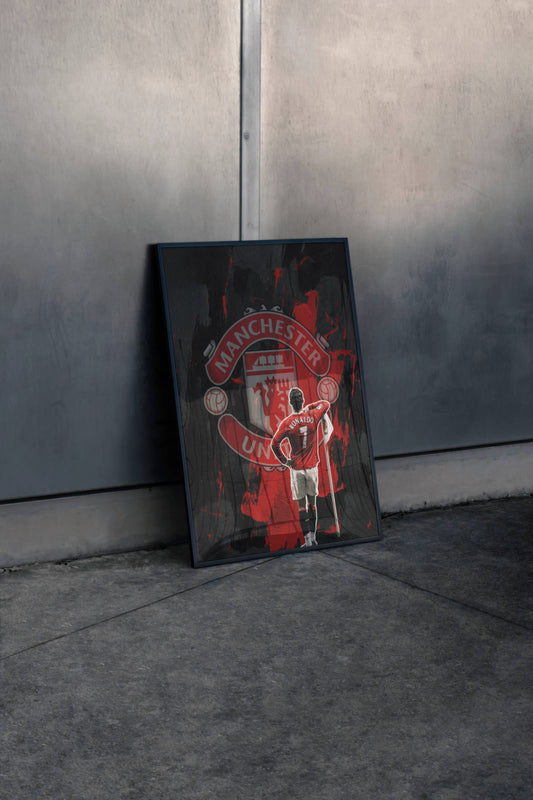 Ronaldo Manchester United Crest Back View Art Print | Football Wall Poster