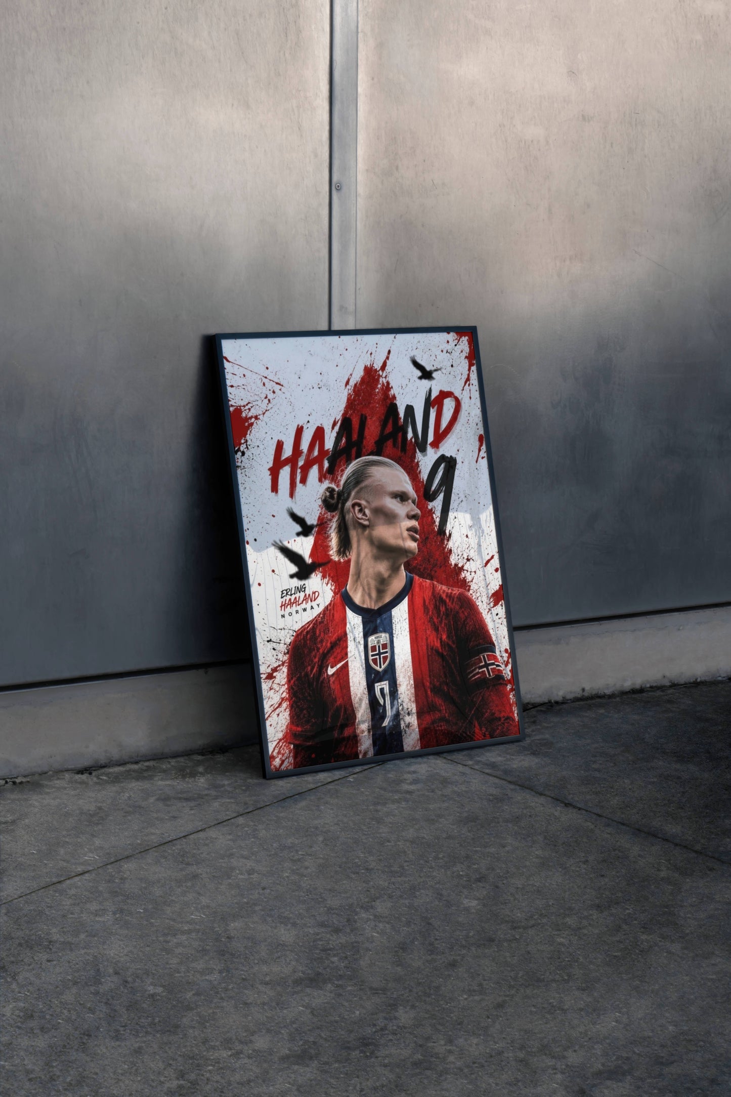 Haaland Norway Paint Splash Celebration Art Print | Football Wall Poster