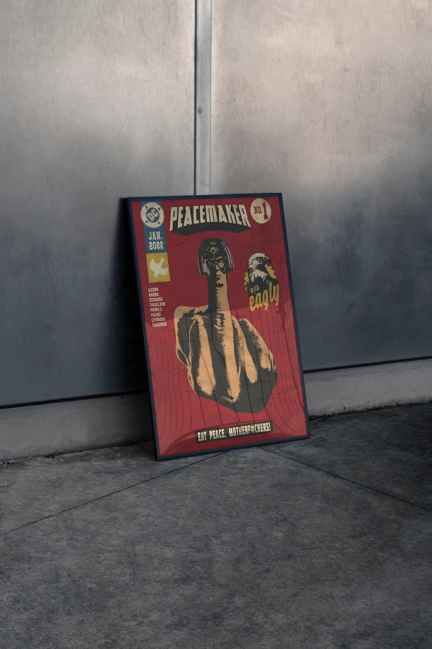 Peace Maker Bold Red Propaganda Style Graphic Poster Frame