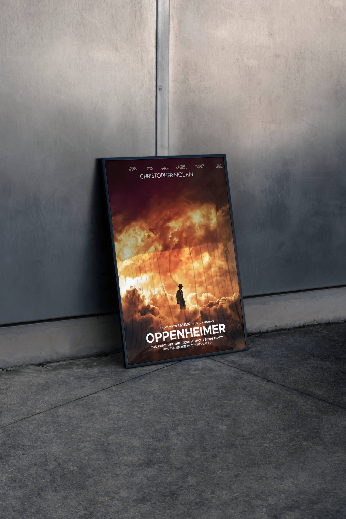 Oppenheimer Dramatic Fire Explosion Movie Poster Frame