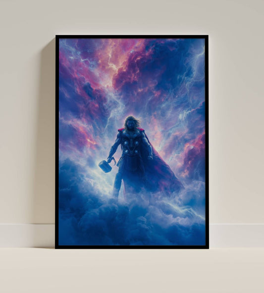 Captain America Cosmic Nebula Silhouette Art Print | Superhero Wall Poster