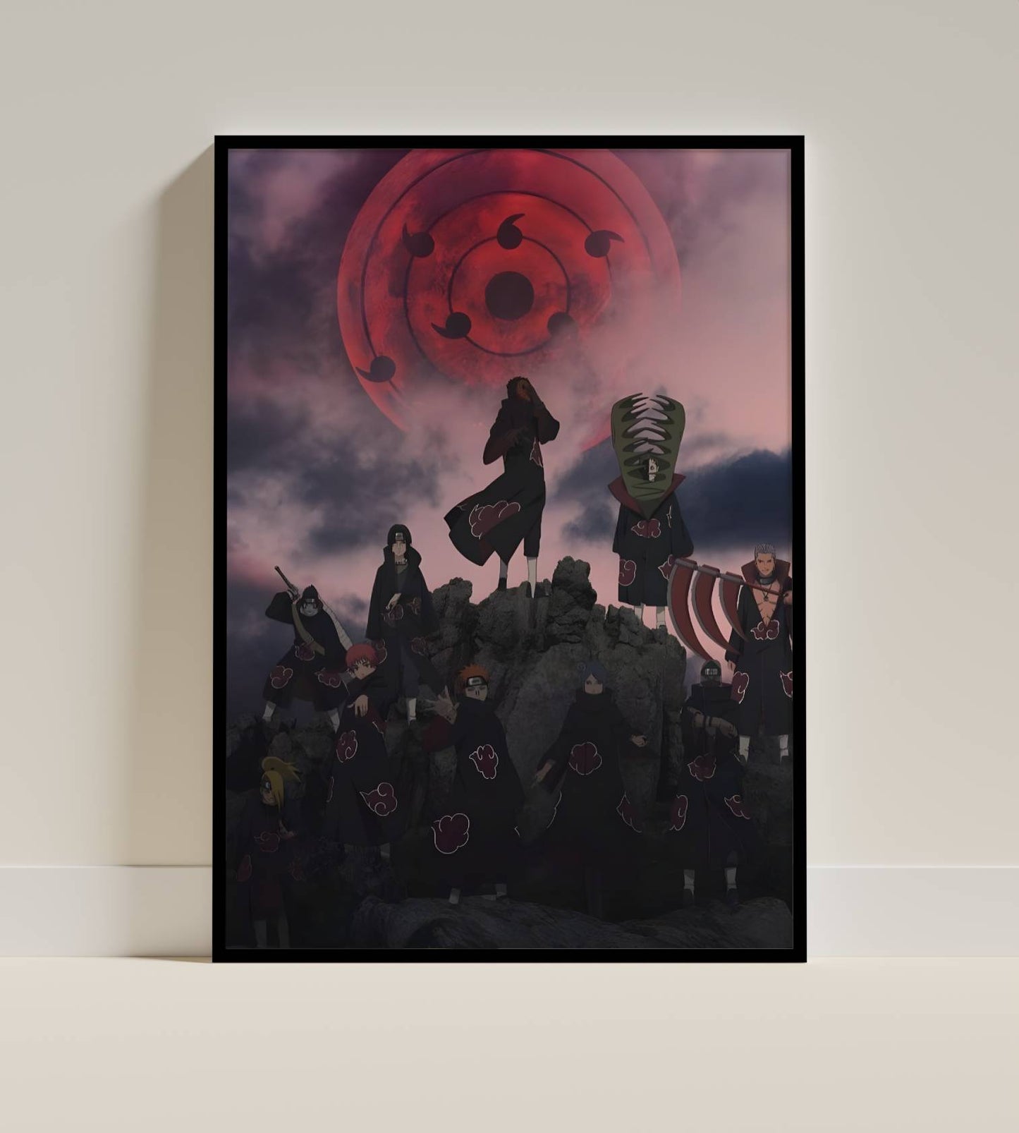 Akatsuki Group Naruto Red Moon Poster Frame