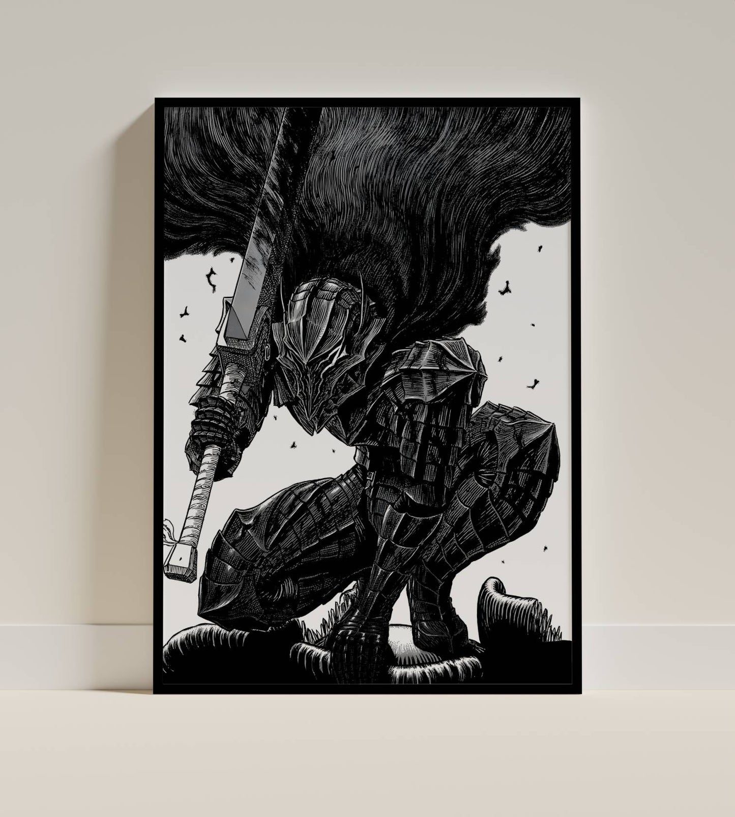 Berserk Guts Dark Fantasy Manga Art Poster Frame