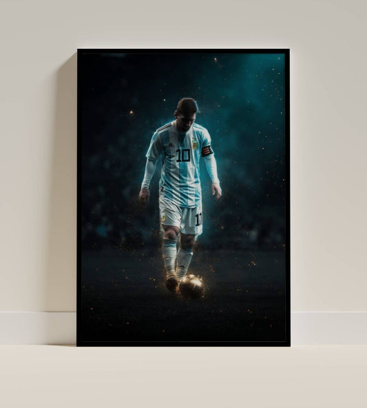 Messi Argentina No.10 Cinematic Glow Art Print | Football Wall Poster
