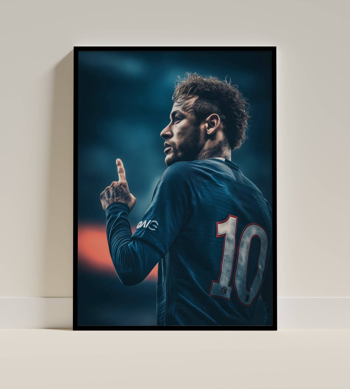Neymar PSG No.10 Cinematic Side Profile Art Print | Football Wall Poster