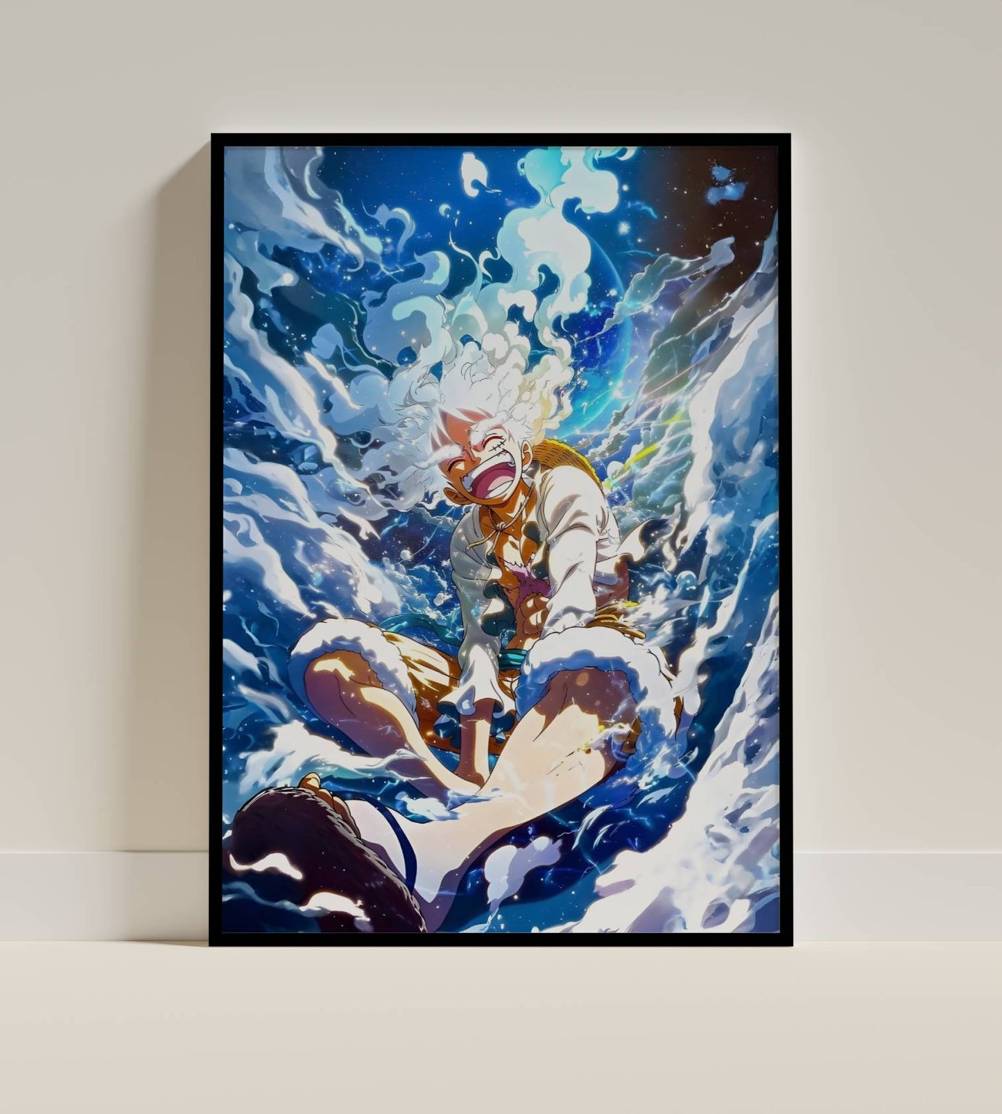 One Piece Luffy Gear 5 Action Art Poster Frame