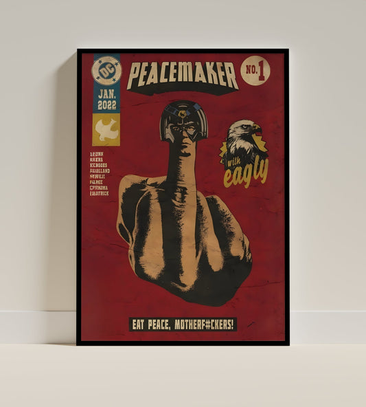 Peace Maker Bold Red Propaganda Style Graphic Poster Frame