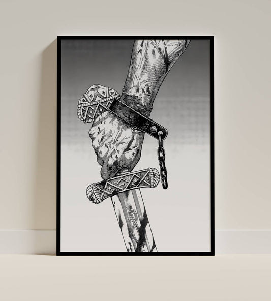 Sword Grip Warrior Fantasy Art Poster Frame