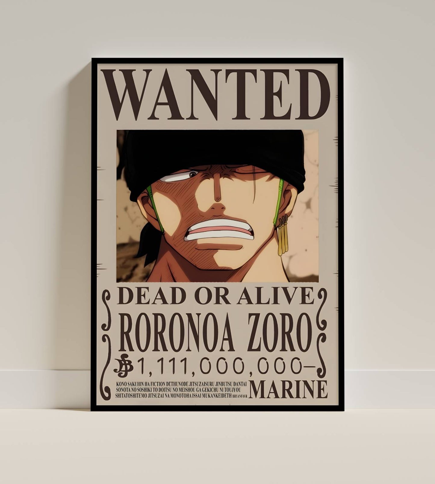One Piece Zoro Wanted Poster Anime Frame