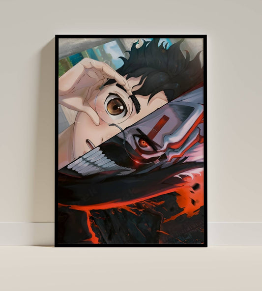 Anime Split Face Dual Identity Art Poster Frame