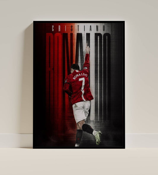 Ronaldo Manchester United No.7 Back View Art Print | Football Wall Poster