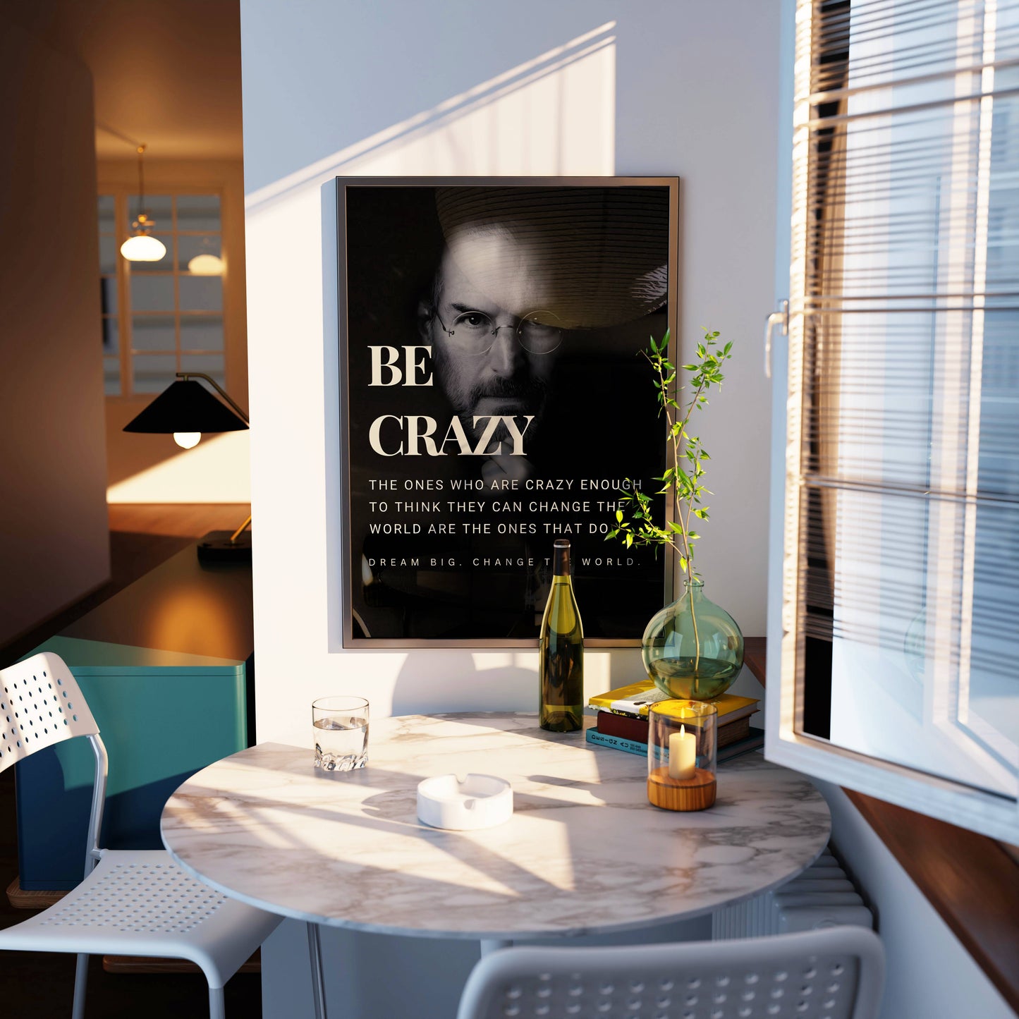 Steve Jobs Be Crazy Inspirational Quote Frame