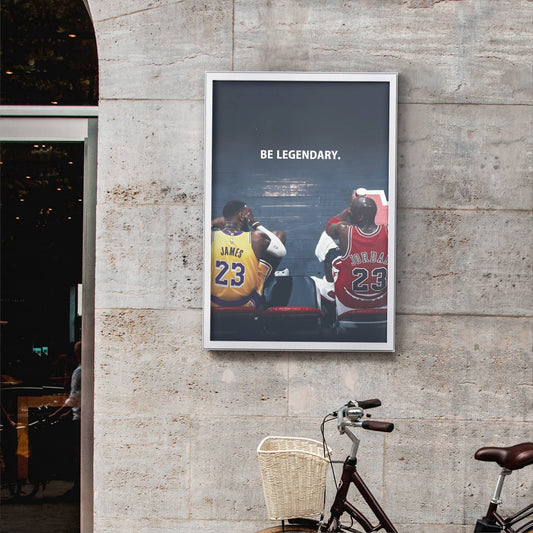 LeBron James vs Michael Jordan Be Legendary Poster Frame
