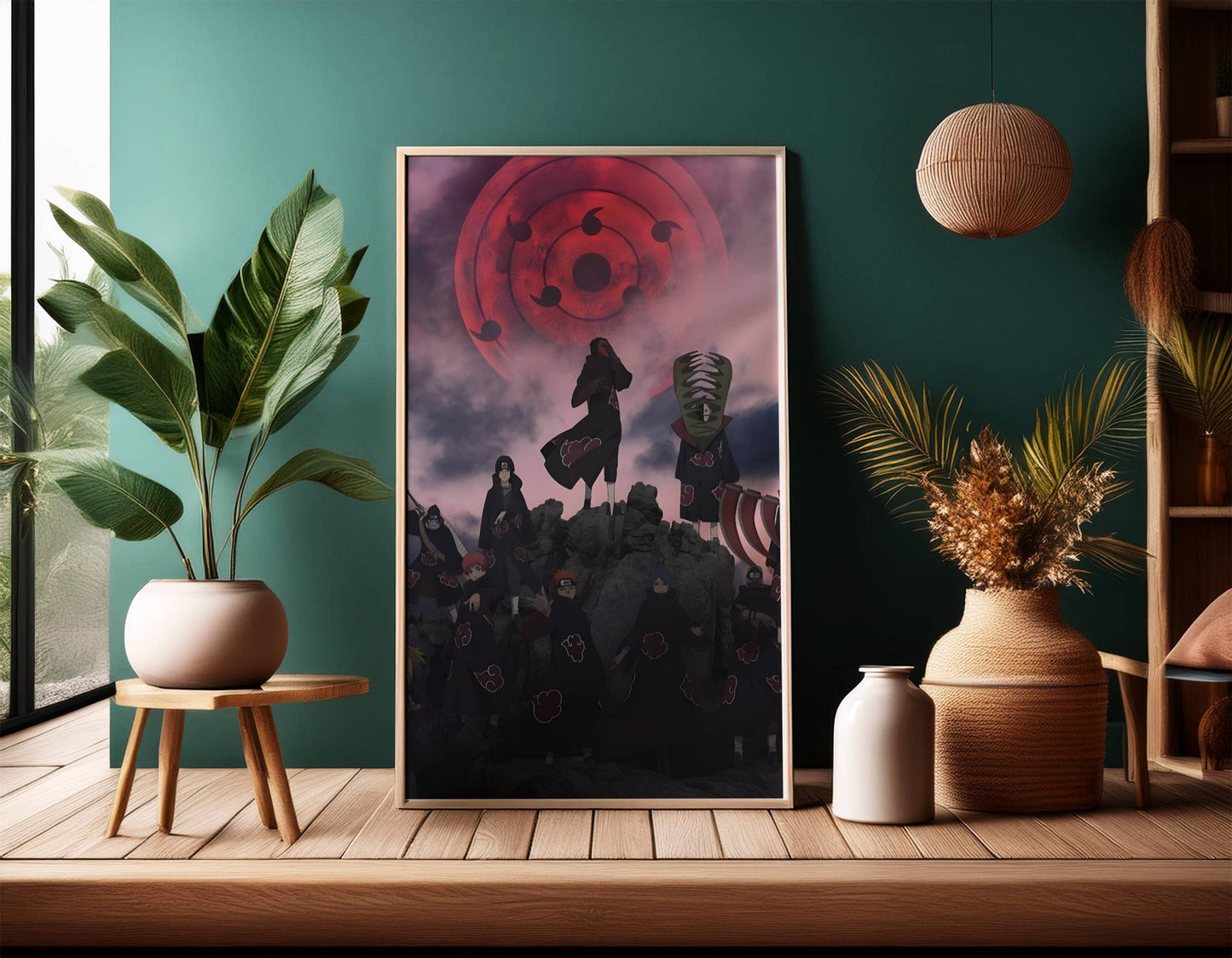 Akatsuki Group Naruto Red Moon Poster Frame