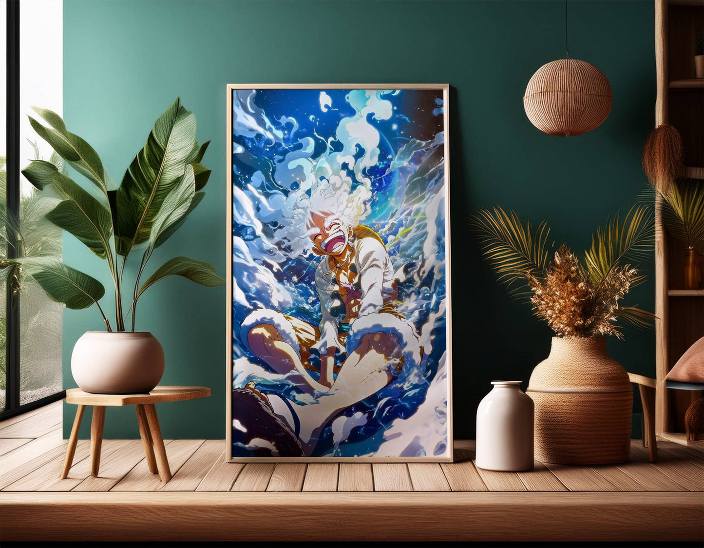 One Piece Luffy Gear 5 Action Art Poster Frame