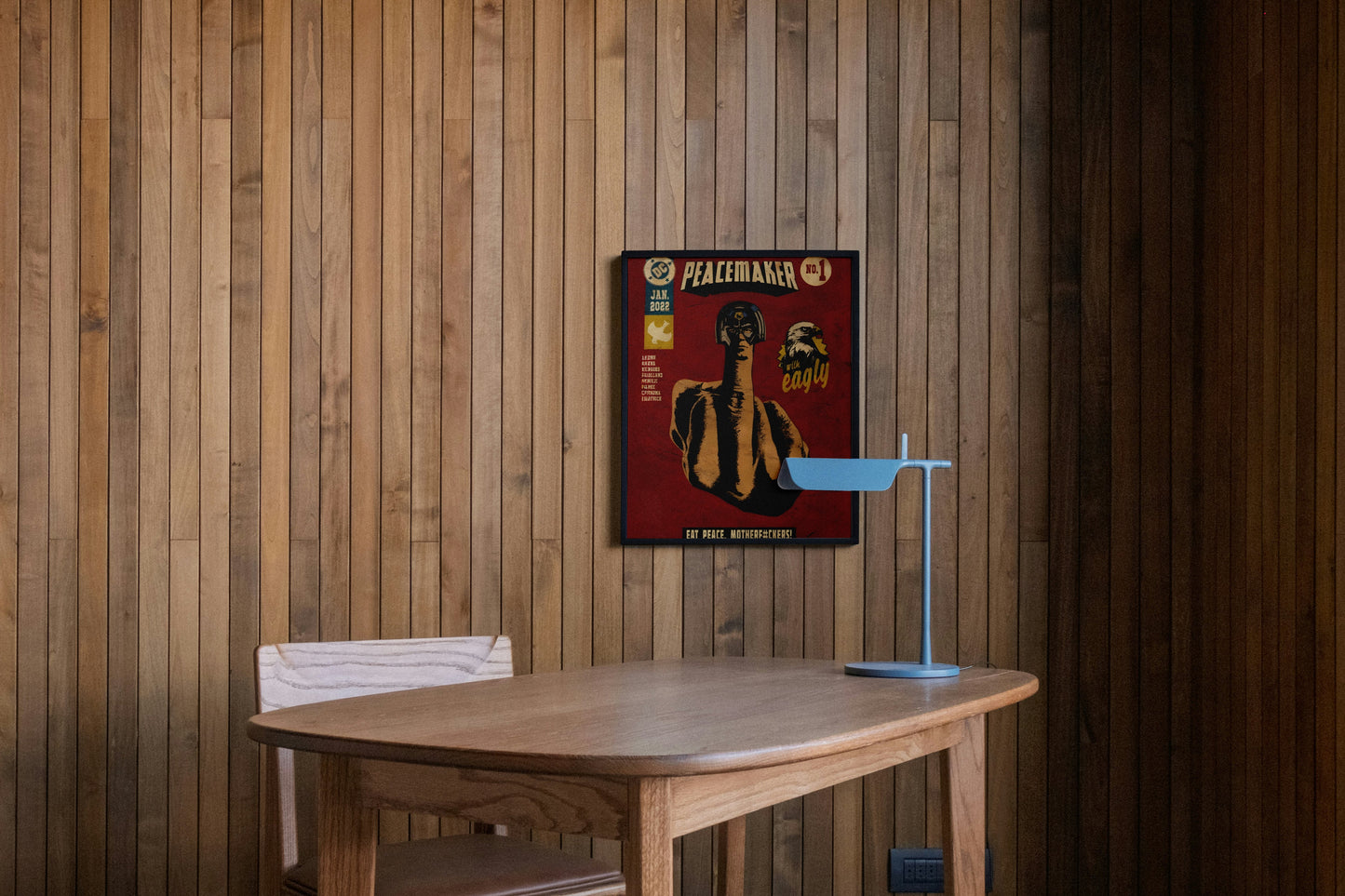 Peace Maker Bold Red Propaganda Style Graphic Poster Frame
