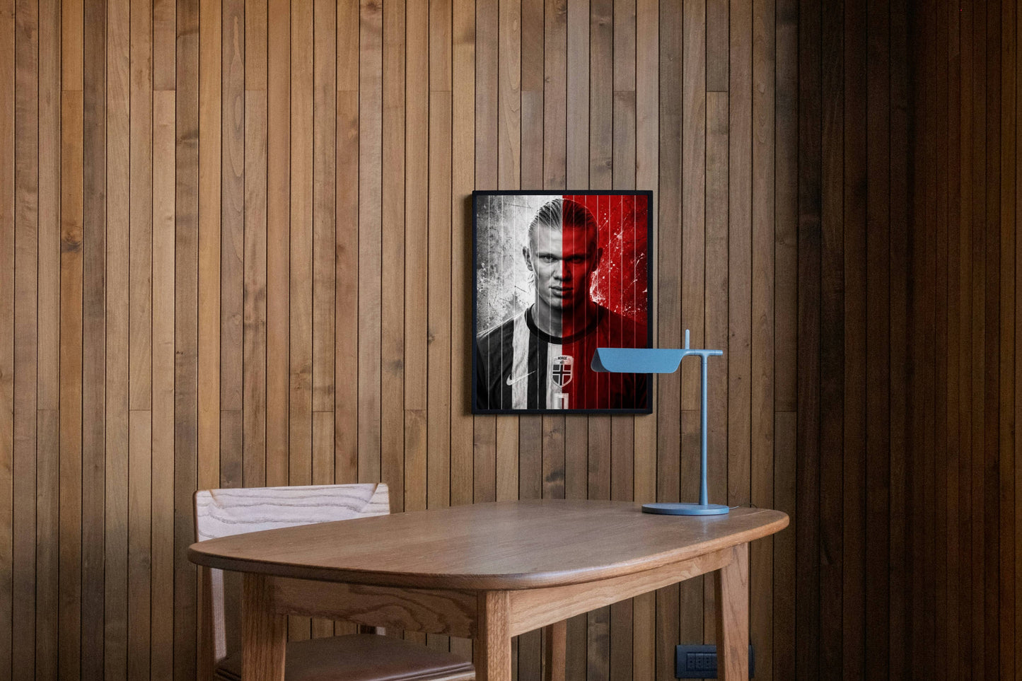 Haaland Split Black Red Dual Tone Portrait Art Print | Football Wall Poster