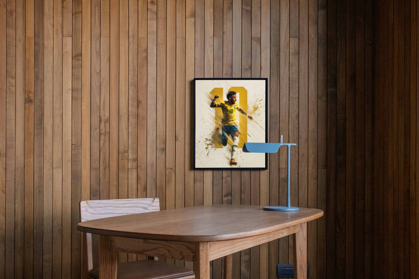 Neymar Brazil No.10 Gold Dynamic Action Art Print | Football Wall Poster