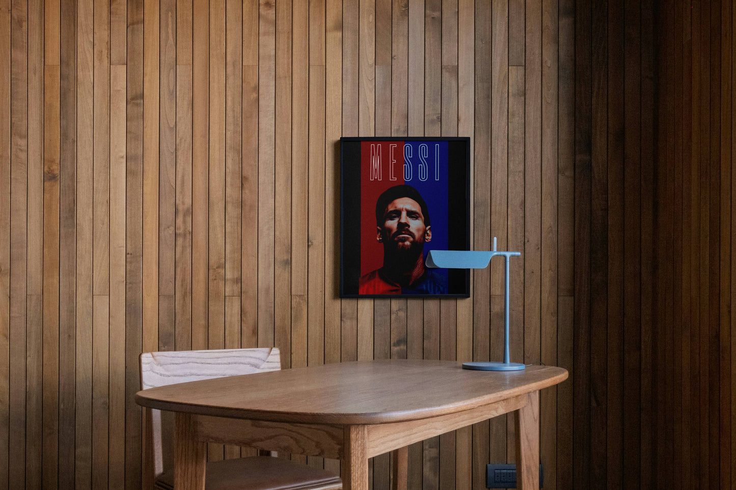 Messi Split Red Blue Typography Art Print | Bold Football Wall Poster