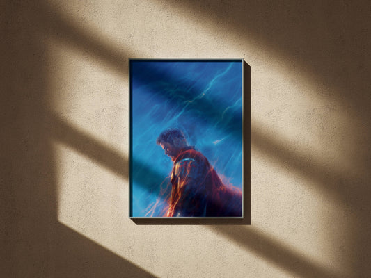 Superman Blue Red Suit Artistic Portrait Art Print | Superhero Wall Poster