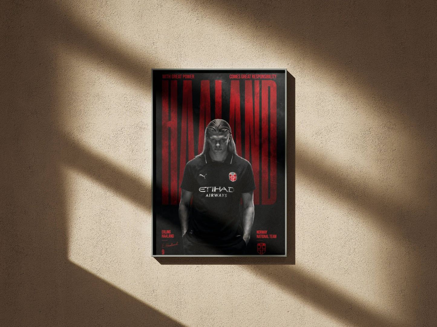 Haaland with great powers  Typography Art Print | Football Wall Poster