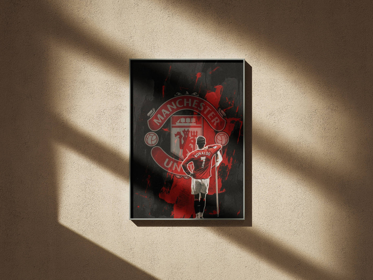 Ronaldo Manchester United Crest Back View Art Print | Football Wall Poster