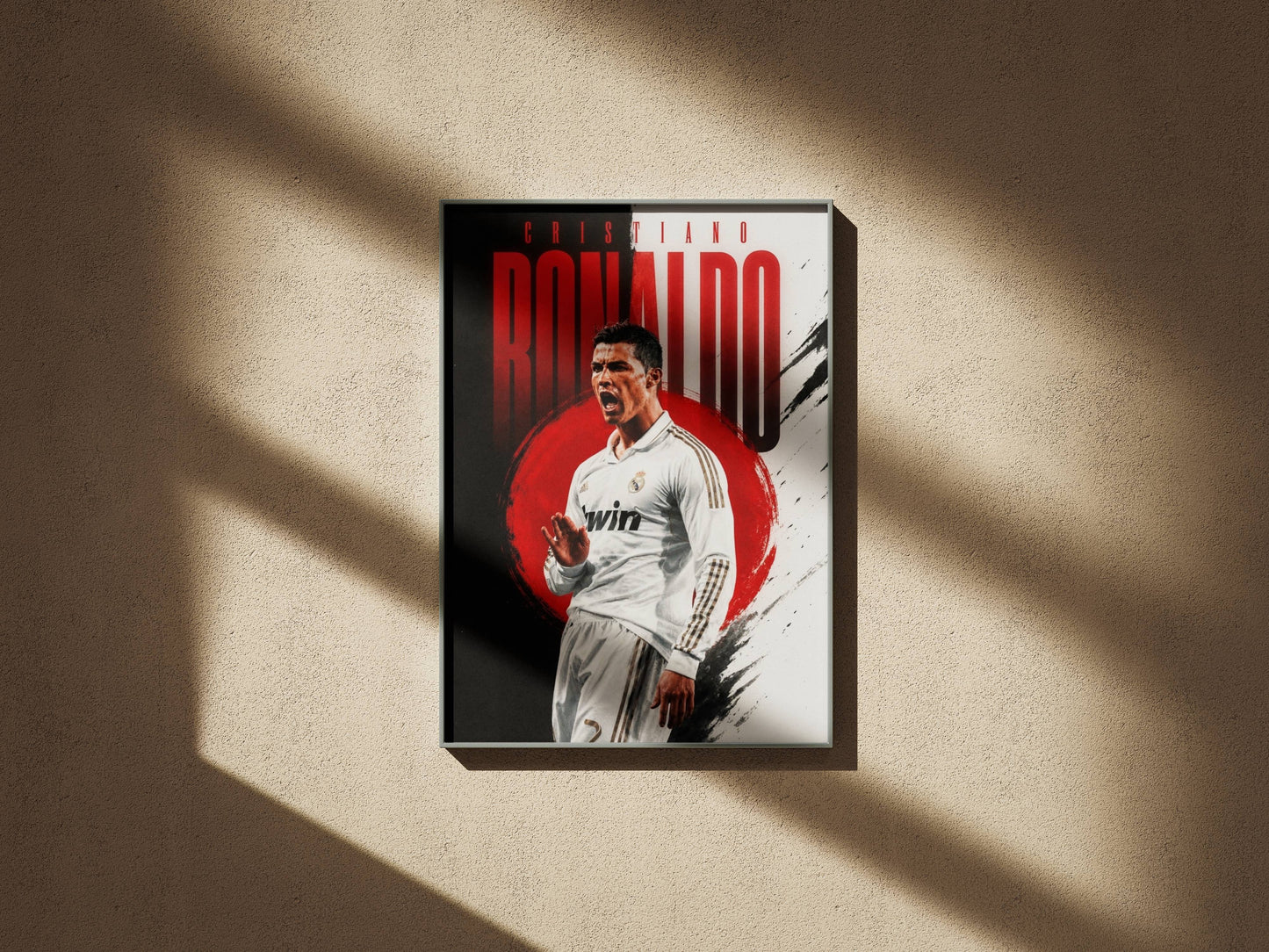 Ronaldo Real Madrid White Jersey Typography Art Print | Football Wall Poster