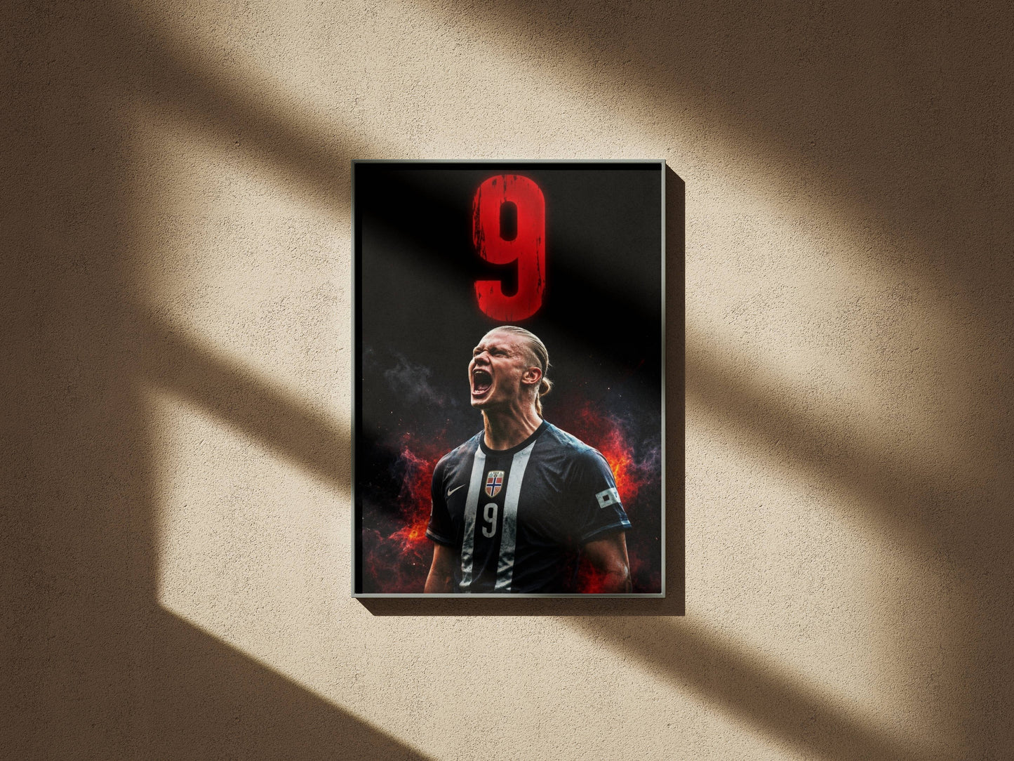 Haaland Norway No.9 Fire Roar Art Print | Football Wall Poster