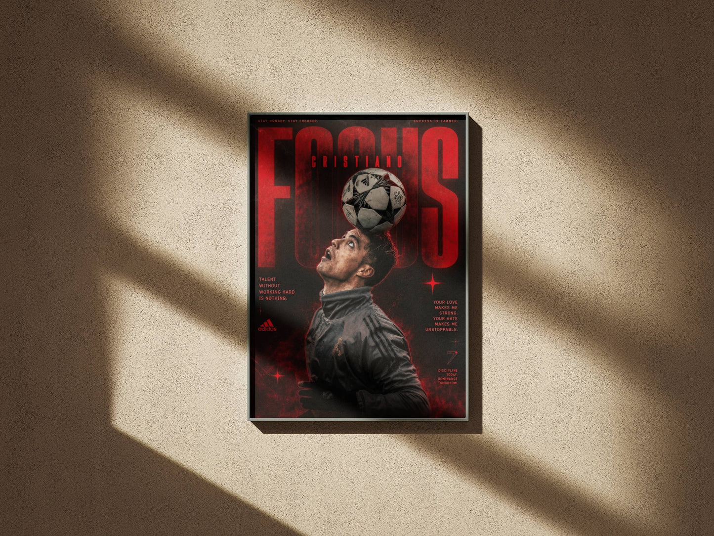 Ronaldo FOCUS Motivational Headball Art Print | CR7 Football Wall Poster