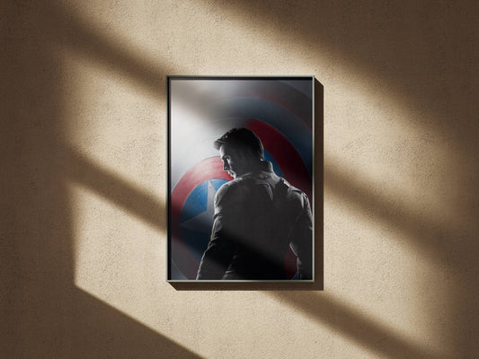 Captain America Silhouette Shield Poster | Marvel Wall Art Print