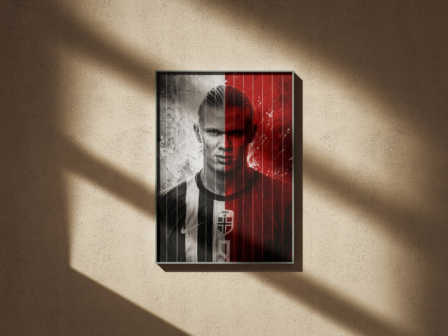 Haaland Split Black Red Dual Tone Portrait Art Print | Football Wall Poster