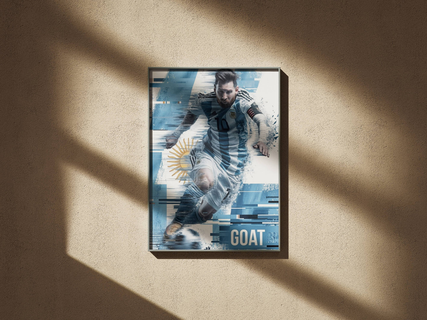 Messi Argentina GOAT Glitch Action Art Print | Football Wall Poster