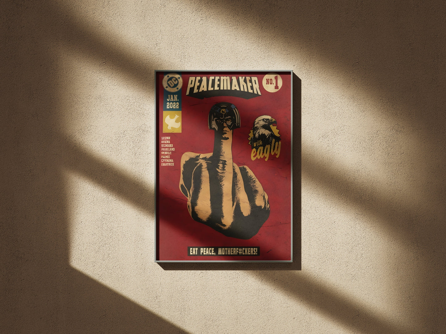 Peace Maker Bold Red Propaganda Style Graphic Poster Frame
