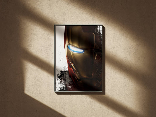 Iron Man Helmet Close-Up Glowing Eye Art Print | Marvel Wall Poster