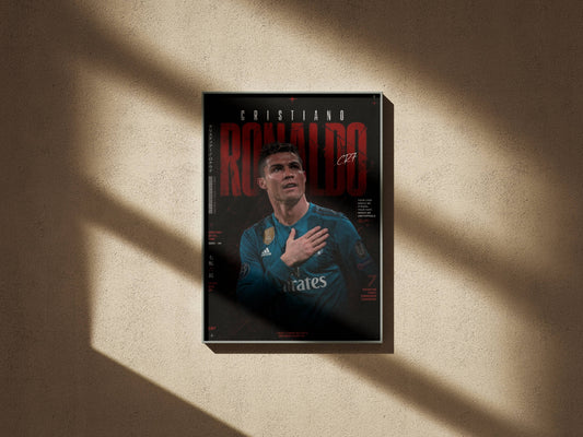 Cristiano Ronaldo Teal Jersey Typography Art Print | CR7 Football Wall Poster