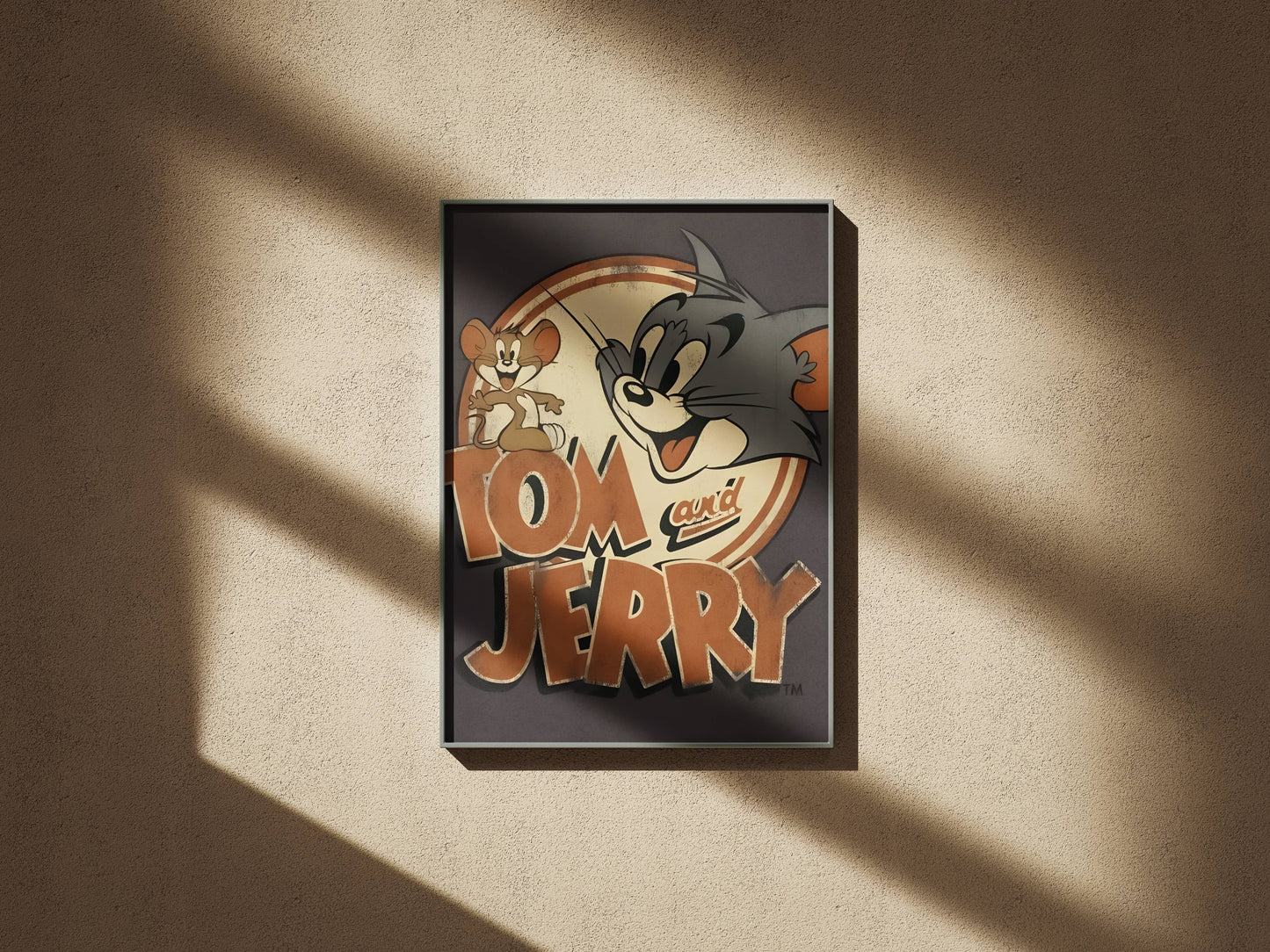 Tom and Jerry Classic Cartoon Duo Retro Poster Art Frame