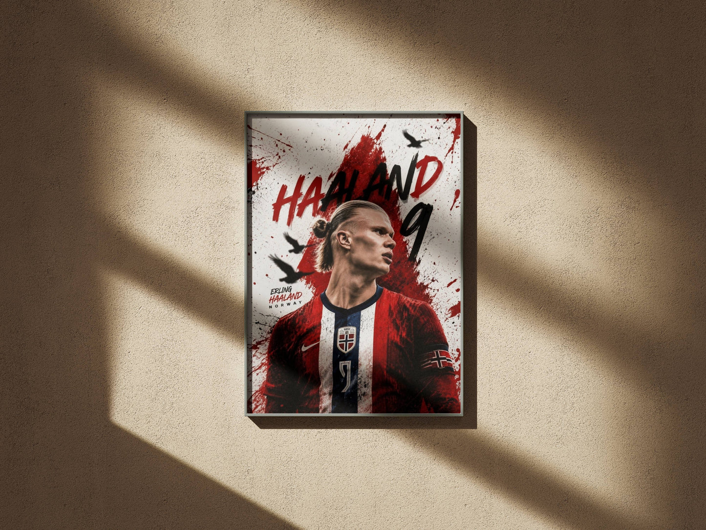 Haaland Norway Paint Splash Celebration Art Print | Football Wall Poster