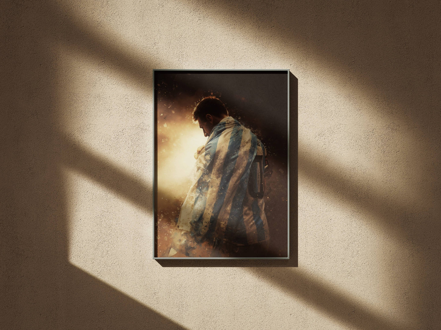 Messi Argentina Jersey Back View Cinematic Art Print | Football Wall Poster
