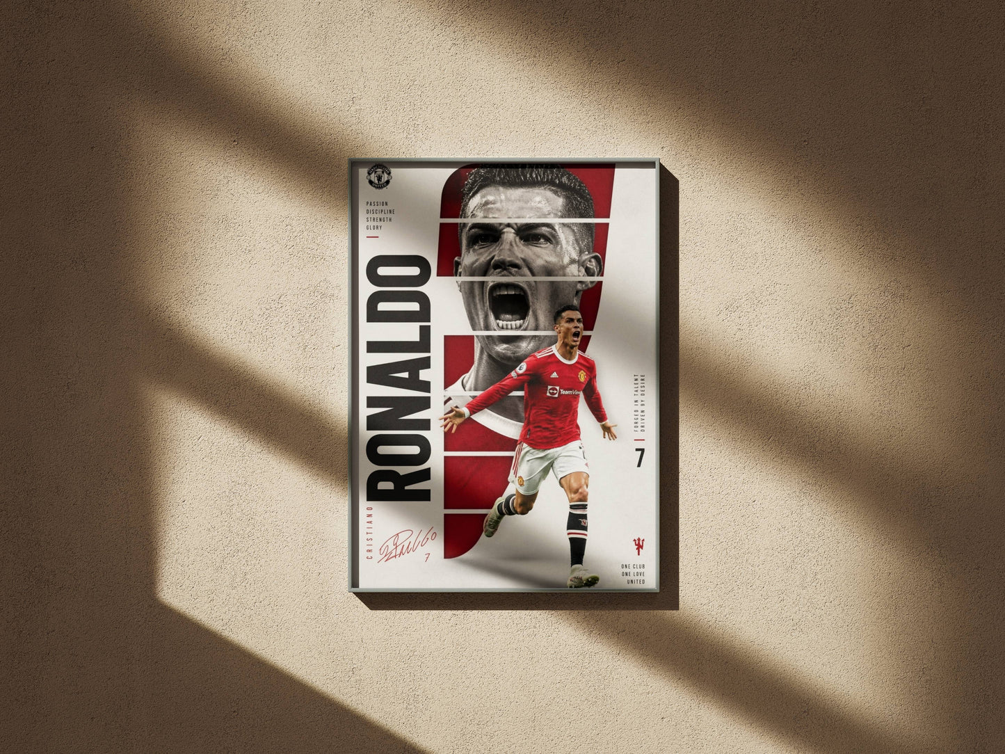 Ronaldo Manchester United Dual Portrait Action Art Print | Football Wall Poster