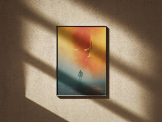 Iron Man Abstract Mask Silhouette Sunset Art Print | Superhero Wall Poster