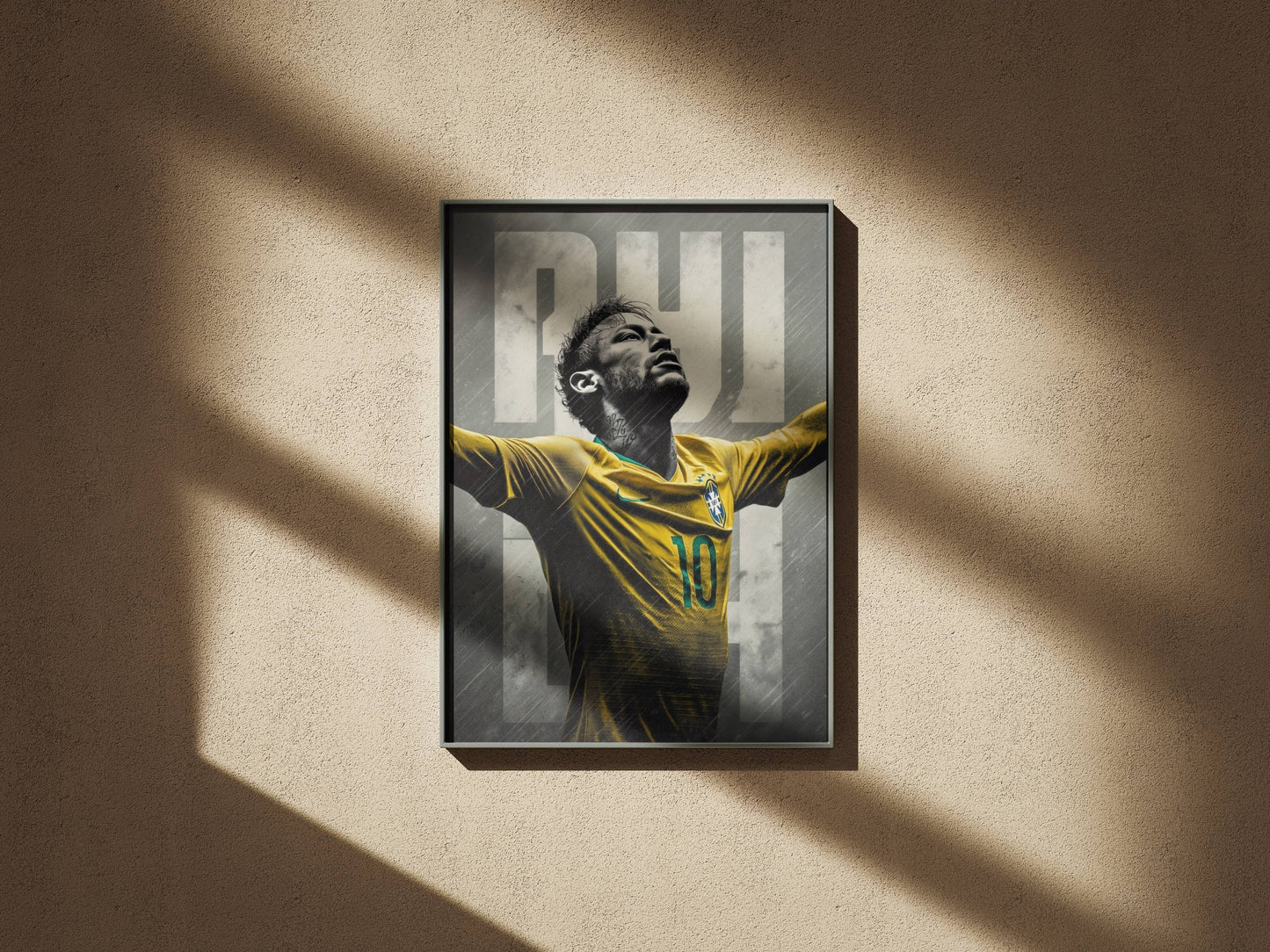 Neymar Brazil No.10 Arms Raised NJR Art Print | Football Wall Poster