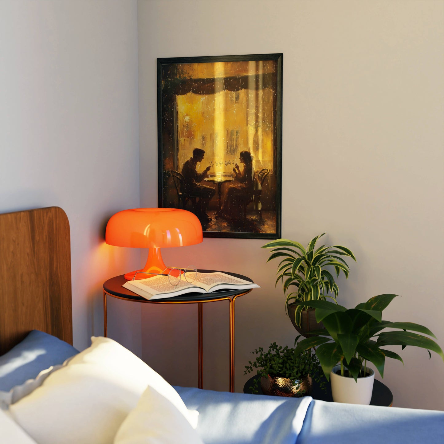Golden Lamplight Reader Classic Oil Painting Frame