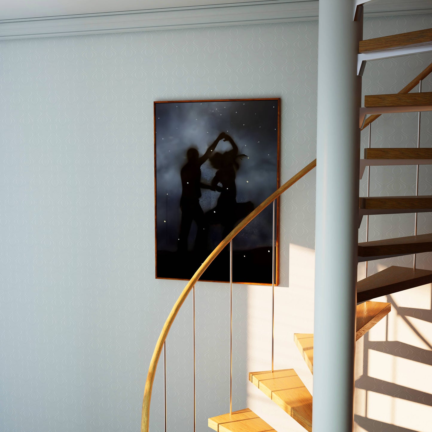 Dark Cinematic Figure Wood Mounted Display Frame