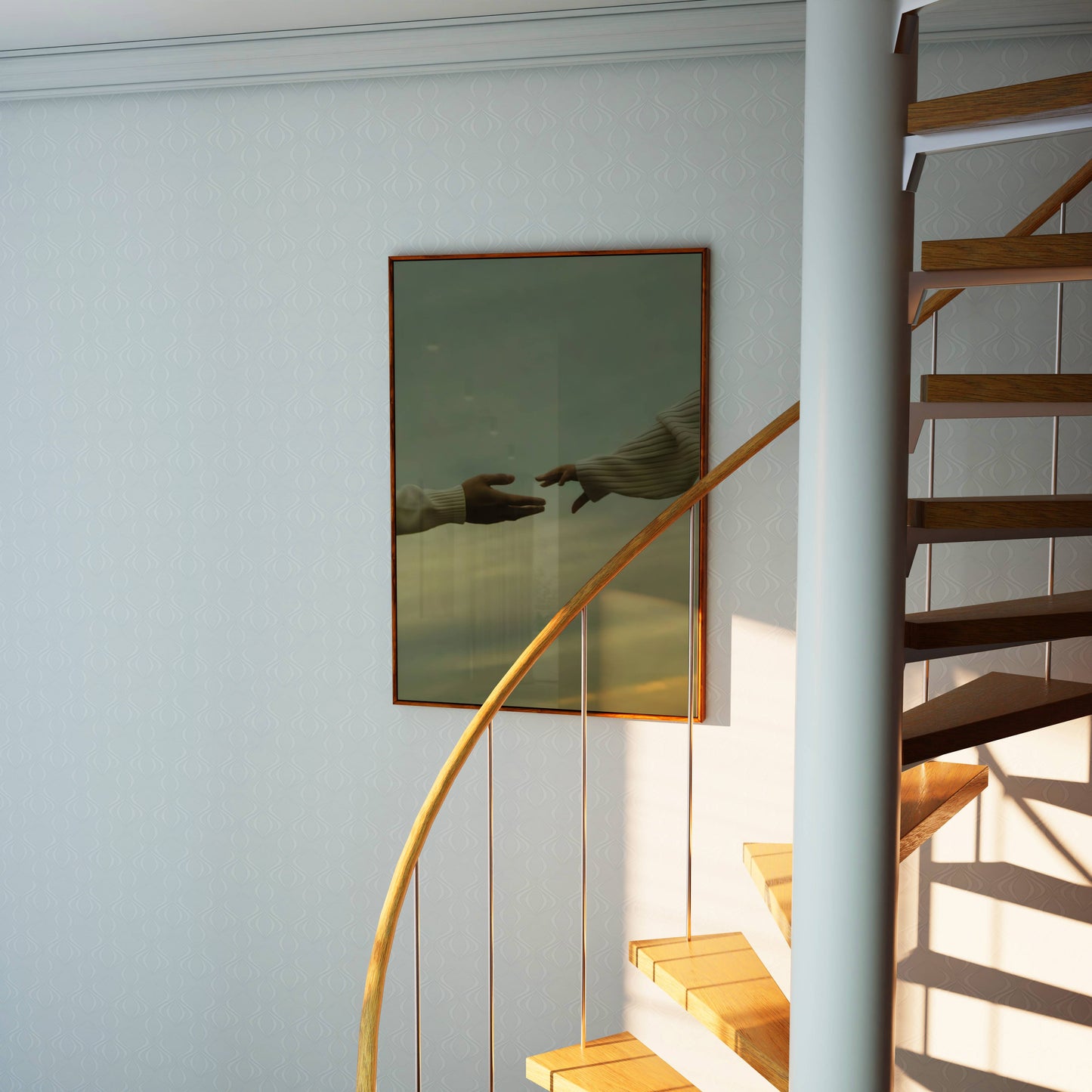 Serene Teal Landscape Minimalist Nature Wall Frame